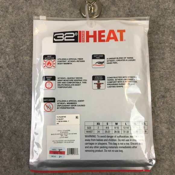 32 Degrees Leggings Womens XS Base Layer Heat Extra Warm Light Gray Sleet Solid - Picture 6 of 6